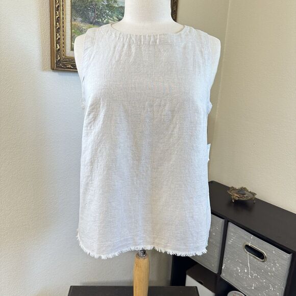 Liz Claiborne Womens Linen Blend Tank Tunic Top Sleeveless Minimalist Sz S New* - Picture 1 of 10